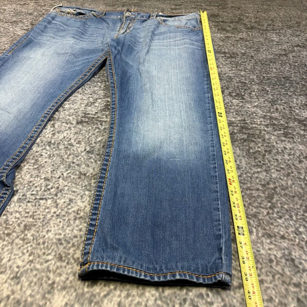 True Religion Jeans Mens 42x29 Blue World Tour Section Slim Stitched Flap Pocket